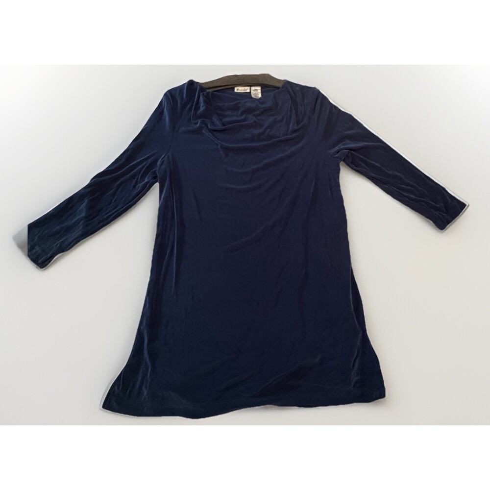 Units Navy Blue Green Velvet Cowl Neck Long Sleeve Shirt Dress Tall Size L